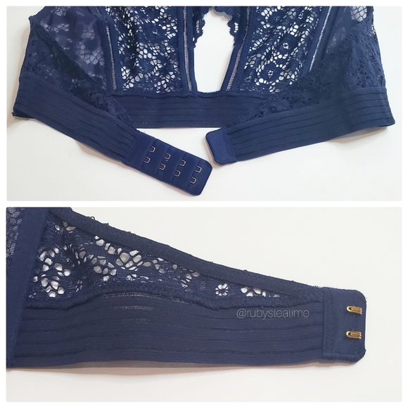 VICTORIA'S SECRET Very Sexy Floral Lace Halter Bralette -Navy Blue, New with Tag - Picture 6 of 8